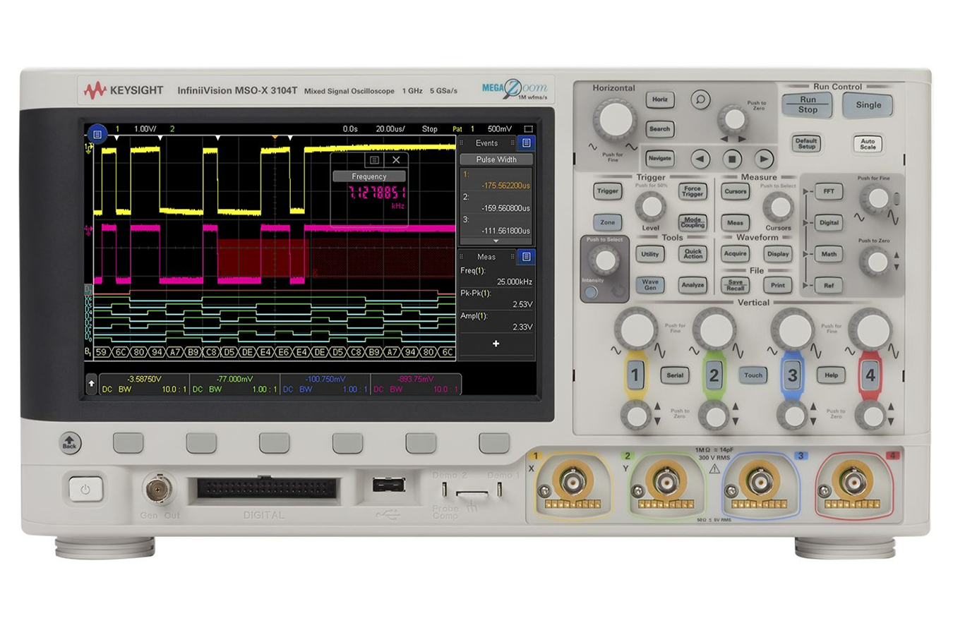 KEYSIGHT MSOX3034T 示波器：350 MHz，4 个模拟通道和 16 个数字通道